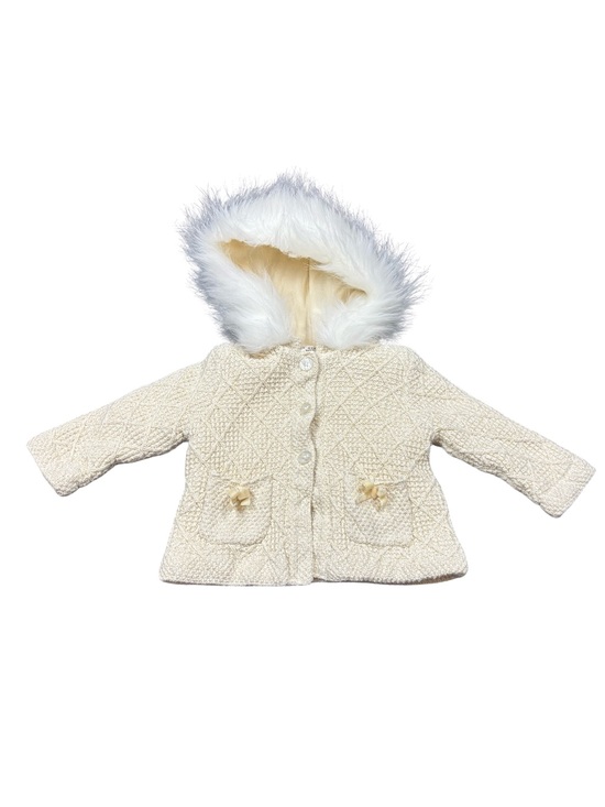 Max Studio Other - Max Studio Baby Ivory Faux Fur Hooded Sweater Coat 3-6M